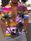 Недорогие Гавайские рубашки-Муж. Рубашка Гавайская рубашка Кокосовая пальма Пейзаж Алоха Отложной Белый + красный Светло-лиловый Лиловый Оранжевый Цвет радуги С принтом на открытом воздухе Для улицы С короткими рукавами