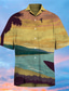 billige Hawaiiskjorter-Herre Skjorte Trykt mønster Landskab Aftæpning Gade Afslappet Knap ned Trykt mønster Kortærmet Toppe Afslappet Mode Designer Hawaiiansk Kakifarvet