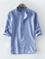 levne pánské neformální košile-pánská košile jednobarevný límeček stojící límeček denní ležérní dovolená topy s krátkým rukávem bavlna základní streetwear pohodlné bílá šedá tmavě modrá letní košile dovolená dovolená