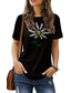 billige T-shirts til kvinde-Dame T-shirt Basale Trykt mønster Blomst Dyr Rund hals T-shirt ærme Standard Sommer Sort Blå Mørkerød Mørk Lyserød Mørkegrå