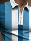 preiswerte klassisches Polo-Herren Poloshirt Golfhemd Modisch Casual Atmungsaktiv Sommer Kurzarm Blau / Weiß Gestreift Print Umlegekragen Casual Täglich Zip Bedruckt Kleidung Modisch Casual Atmungsaktiv