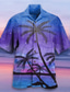 Недорогие Гавайские рубашки-Муж. Рубашка Гавайская рубашка С принтом Галактика Графика Отложной Для улицы Повседневные Кнопка вниз С короткими рукавами Верхушки Оригинальный рисунок На каждый день Гавайский Удобный Синий