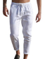 cheap Linen Pants-Men&#039;s Chinos Capri shorts Tapered pants Drawstring Pocket Designer Simple Casual Casual Daily Going out Micro-elastic Cotton Blend Comfort Breathable Soft Solid Color Mid Waist White Black S M L
