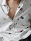 baratos camisas masculinas casuais-Homens Camisa Social Floral Aberto para a Lateral Rua Casual Botão para baixo Manga Curta Blusas Casual Moda Respirável Confortável Branco