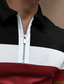 abordables polo classique-Homme POLO T Shirt golf Mode Casual Respirable Eté Manches Courtes Rouge Bloc de couleur Col rabattu Extérieur Plein Air Zippé Vêtements Coton Mode Casual Respirable
