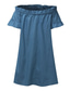 cheap Denim Dresses-Women&#039;s Denim Dress Short Mini Dress Dark Blue Light Blue Short Sleeve Pure Color Ruched Pocket Cold Shoulder Spring Summer Off Shoulder Casual 2022 S M L XL XXL 3XL 4XL 5XL