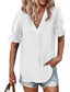 זול טישרטים לנשים-חוצה גבולות חדש פופולרי עם צווארון V תפירת חולצת שיפון כדור פרווה עם שרוולים קצרים נשים