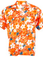 billige Hawaiiskjorts-Herre Skjorte Hawaii skjorte Blomstret Aftæpning Svart / Hvit Rød Oransje Gate Avslappet Kortermet Knapp ned Klær Mote Fritid Bekvem Strandstil