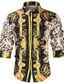 billige Pæne skjorter-Herre Skjorte Geometrisk Leopard Geometri Klassisk krave Fest Afslappet Trykt mønster Langærmet Toppe Etnisk Stil Afslappet Sort