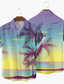 levne Havajské košile-Pánské Košile Havajská košile Tisk Grafika Grafické tisky Přehnutý ulice Ležérní 3D Tlačítko dolů Topy Designové Na běžné nošení Módní Prodyšné Žlutá Námořnická modř Duhová / Léto