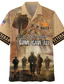 tanie Koszule hawajskie-Męskie Koszula Nadruk Graficzny Soldier Wieczorne Ulica Codzienny 3D Przycisk w dół Najfatalniejszy Designerskie Codzienny Moda Oddychający Brązowy / Lato