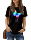 economico T-Shirt da donna-Per donna maglietta Di base Stampa Farfalla Animali Rotonda Corte Standard Estate Nero Blu Rosso scuro Rosa scuro Verde scuro