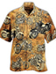 זול חולצות מודפסות לגברים-בגדי ריקוד גברים חולצת הוואי חולצה שלום אופנוע צווארון מתקפל רחוב קזו&#039;אל 3D כפתור למטה שרוולים קצרים צמרות מעצב יום יומי הוואי נוח צהוב
