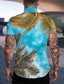 abordables Camisas estampadas para hombre-Hombre Camisa Estampado Hojas Cuello Vuelto Calle Casual Abotonar Estampado Manga Corta Tops Casual Moda De Diseño Transpirable Azul Piscina
