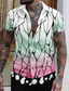 abordables Camisas estampadas para hombre-Hombre Camisa Print Graphic Degradado Cuello Vuelto Calle Casual 3D Abotonar Manga Corta Tops Design Casual Moda Cómodo Verde / Blanco