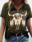 billige T-skjorter til kvinner-Dame T skjorte Designer Kortermet Geometrisk Ku 3D-utskrift V-hals Avslappet Helg Trykt mønster Klær Klær Designer Grunnleggende Etnisk Grønn Hvit Blå