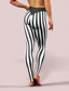 cheap Graphic Leggings-Women&#039;s Normal Tights Leggings Casual / Sporty Athleisure Ankle-Length Mid Waist Stripe Print Tummy Control Butt Lift Comfort Stretchy Yoga Weekend Black Summer Spring &amp;  Fall Slim