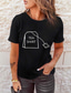 abordables Camisetas de mujer-Mujer Camiseta Design Estampado en caliente Graphic Texto Manga Corta Escote Redondo Casual Fin de semana Estampado ropa Design Básico Verde Trébol Blanco Negro