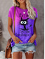 olcso Női pólók-Női Póló Dizájn 3D nyomtatás Állat Rövid ujjú Kerek Hétköznapi Napi Kollázs Nyomtatott Ruházat Ruhák Dizájn Alap Szürke Bíbor Barna