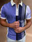 voordelige 3D-ritspolo-Voor heren POLO Shirt Golfshirt Polo met rits Rits Modieus Casual Ademend Korte mouw Groen Paars Blozend Roze Bruin Kleurenblok Strijkijzer Rits Buiten Straat Vetoketju Kleding Kleding Modieus Casual