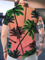 billige Skjorter med tryk til mænd-Herre Skjorte Sommer skjorte Kokos palme Aftæpning Lyserød Trykt mønster udendørs Gade Kortærmet Knap ned Trykt mønster Tøj Mode Hawaiiansk Designer Afslappet