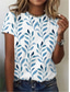 cheap Women&#039;s T-shirts-Women&#039;s T shirt Tee Designer 3D Print Flower Short Sleeve Round Neck Casual Daily Patchwork Print Clothing Clothes Designer Basic Blue