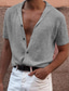 رخيصةأون سترة من صوف محبوك للرجال-الرجال قميص طوق المخيم الكوبي طوق قميص ملابس ملابس رمادية قصيرة الأكمام كي