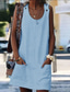 billige Tanks og camisole til kvinner-Kvinners Camisole Tank Top T-skjorte Kjole Vest Gatebruk Uformell Lomme Uten Ermer Lange Topper U-Hals Daglig Helg Svart Hvit Gul Vin Blå