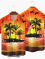 billiga Tropiska skjortor-Herr Skjorta Hawaii skjorta Tryck Grafisk Grafiska tryck Nedvikt Gata Ledigt 3D Button-Down Blast Designer Ledigt Mode Andningsfunktion Gul Marinblå Regnbåge / Sommar