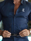 abordables camisas casuales de los hombres-Hombre Camisa Camisa de verano Letra Cuello Vuelto Negro Azul Marino Marrón Verde Trébol Gris Calle Casual Manga Corta Abotonar Ropa Moda Casual Cómodo