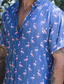 billige Skjorter med tryk til mænd-Herre Skjorte Hawaii skjorte Dyr Aloha Aftæpning Sort / Hvid Blå Grå Trykt mønster udendørs Gade Kortærmet Knap ned Tøj Mode Designer Afslappet Åndbart