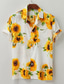 cheap Men&#039;s Printed Shirts-Men&#039;s Shirt Summer Shirt Graphic Sunflower Turndown Yellow Party Outdoor Short Sleeve Button-Down Clothing Apparel Streetwear Casual