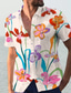 cheap Men&#039;s Printed Shirts-Men&#039;s Shirt Print Floral Turndown Street Casual Button-Down Print Short Sleeve Tops Casual Fashion Designer Breathable Beige
