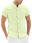 levne pánské neformální košile-pánská košile s límečkem jednobarevná stojací límeček street ležérní zapínání na knoflíky topy s krátkým rukávem ležérní móda streetwear cool modrá bílá světle zelená letní košile s límečkem