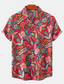 tanie Koszule hawajskie-Męskie Koszula Koszule eleganckie Koszula hawajska Codzienna koszula Litera Geometria Wieczorne Żółty Niebieski Fuksja Nadruk Puszysta Ulica Codzienny Krótki rękaw Nadruk Odzież Bawełna Moda