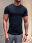 billige Casual T-shirts til mænd-Herre T-shirt Sommer Kortærmet Helfarve Rund hals Gade Afslappet Tøj Tøj Basale Afslappet Mode Hvid Sort Blå