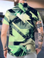 cheap Men&#039;s Printed Shirts-Men&#039;s Shirt Print Coconut Tree Turndown Street Casual Button-Down Print Short Sleeve Tops Casual Fashion Designer Hawaiian Green