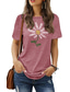 baratos T-Shirts de mulher-Mulheres Camiseta Básico Imprimir Flor Animais Decote Redondo Camiseta Padrão Verão Preto Azul Vermelho Escuro Rosa Escuro Cinzento Escuro