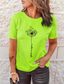 abordables Camisetas de mujer-Mujer Camiseta Design Estampado en caliente Diente de león Manga Corta Escote Redondo Casual Fin de semana Estampado ropa Design Básico Verde Trébol Blanco Negro
