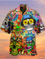billiga Tropiska skjortor-Herr Skjorta Sommarskjorta Hawaii skjorta Grafisk Dödskalle Nedvikt Rubinrött Blå Purpur Grön Tryck Utomhus Gata Kortärmad Button-Down Kläder Hawaiisk Designer Ledigt Bekväm