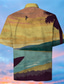 tanie Koszule hawajskie-Męskie Koszula Nadruk Sceneria Wieczorne Ulica Codzienny Przycisk w dół Nadruk Krótki rękaw Najfatalniejszy Codzienny Moda Designerskie Hawajskie Khaki