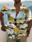 رخيصةأون قمصان رجالية مطبوعة-رجالي قميص طباعة شجرة جوز الهند طوي شارع فضفاض زر أسفل طباعة كم قصير قمم كاجوال موضة مصمم ستايل هاواي أبيض