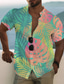 billige Skjorter med tryk til mænd-Herre Skjorte Trykt mønster Blade Aftæpning Gade Afslappet Knap ned Trykt mønster Kortærmet Toppe Afslappet Mode Designer Hawaiiansk Grøn