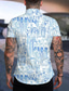 billige Skjorter med tryk til mænd-Herre Skjorte Trykt mønster Kokos palme Aftæpning Gade Afslappet Knap ned Trykt mønster Kortærmet Toppe Afslappet Mode Designer Åndbart Blå