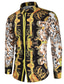 billige Dresskjorter-Herre Skjorte Geometrisk Leopard Geometri Klassisk krage Fest Avslappet Trykt mønster Langermet Topper Etnisk stil Fritid Svart