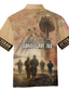 رخيصةأون قمصان استوائية-رجالي قميص طباعة الرسم جندي طوي شارع فضفاض 3D زر أسفل قمم مصمم كاجوال موضة متنفس بني / الصيف