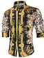 billiga Formella skjortor-Herr Skjorta Geometrisk Leopard Geometri Klassisk krage Fest Ledigt Mönster Långärmad Blast Etnisk Stil Ledigt Svart