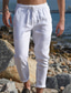 זול מכנסי פשתן-בגדי ריקוד גברים מעצב פשוט צ&#039;ינו מכנסי קפרי מכנסיים מחודדים שרוך כיס עד לקרסול מכנסיים קזו&#039;אל יומי מיקרו-אלסטי צבע אחיד תערובת כותנה קומפורט נושם מותן בינוני לבן שחור S M L XL XXL / גמישות