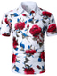 voordelige Grafische polo-Voor heren Overhemd POLO Shirt Golfshirt Normaal shirt Bloemig roze Vakantie Buttondown boord Wit blauw Grijs Print Buiten Casual Korte mouw Kleurenblok Button-omlaag Kleding Modieus Eenvoudig
