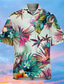 billige Skjorter med tryk til mænd-Herre Hawaii skjorte Skjorte Trykt mønster Aloha Blade Aftæpning Gade Afslappet Knap ned Trykt mønster Kortærmet Toppe Designer Afslappet Mode Hawaiiansk Hvid / Sommer